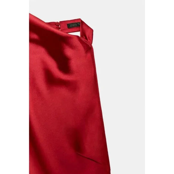 ZARA LONG SATIN HALTER DRESS - Picture 7 of 7